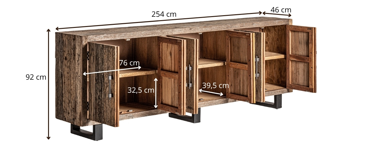 dimensions détaillées buffet colonial