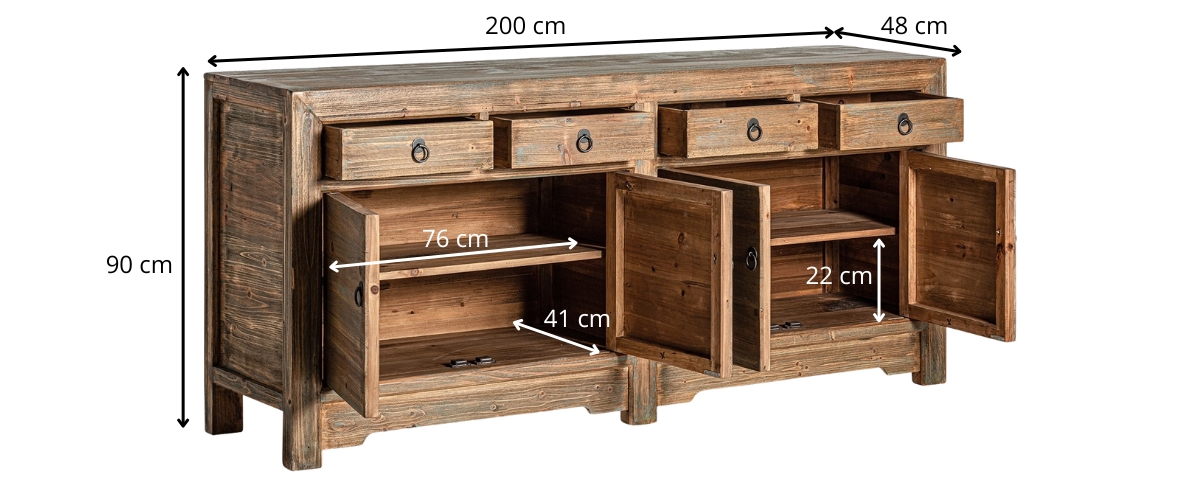 dimensions buffet rustique