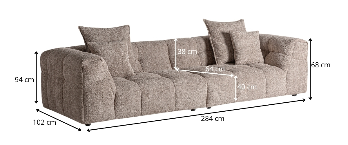 dimensions du canapé en tissu bouclé haut de gamme