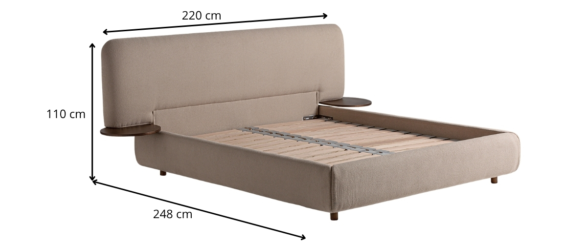 dimensions lit en tissu bouclé