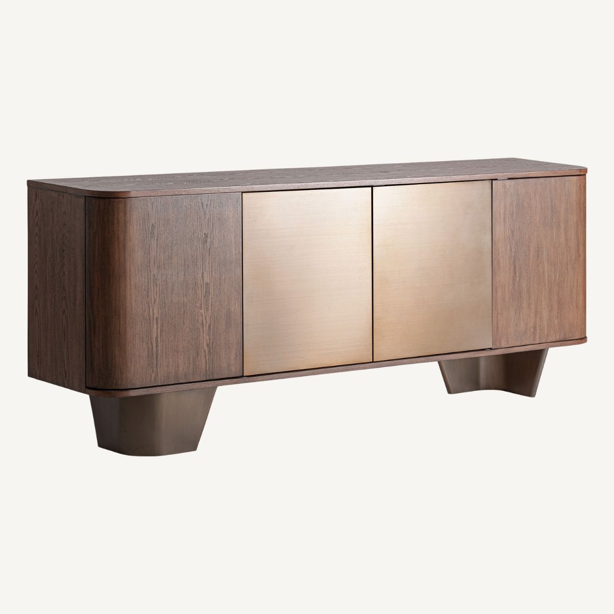 Buffet bois d'orme plaqué et métal bronze