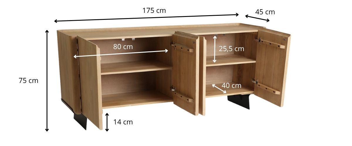 Dimensions du buffet en bois clair