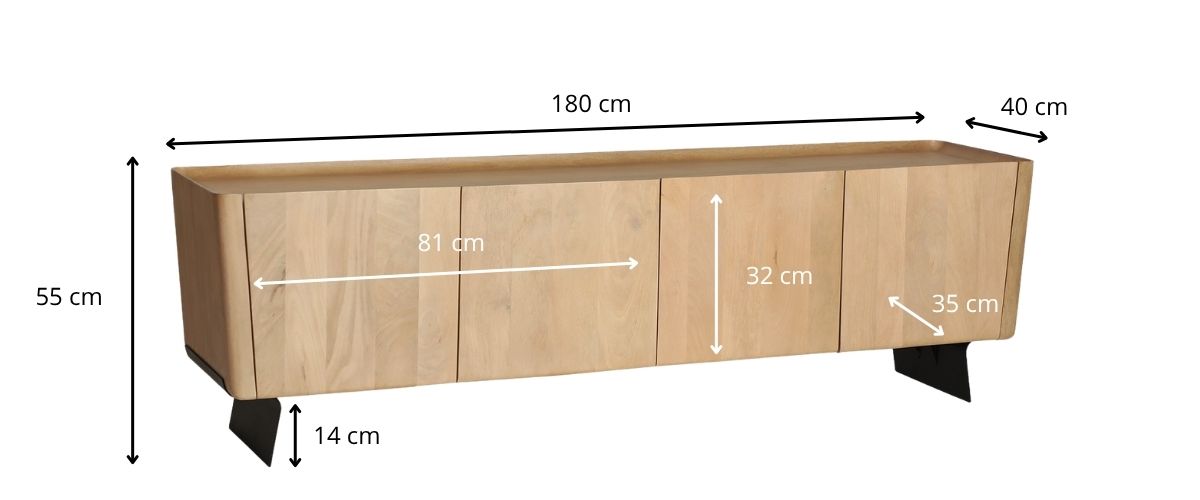 Dimensions du meuble tv bois clair