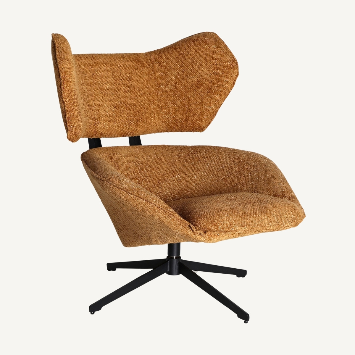 Fauteuil avec repose tête en tissu bouclé