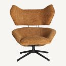 Fauteuil design pivotant tissu bouclé ocré