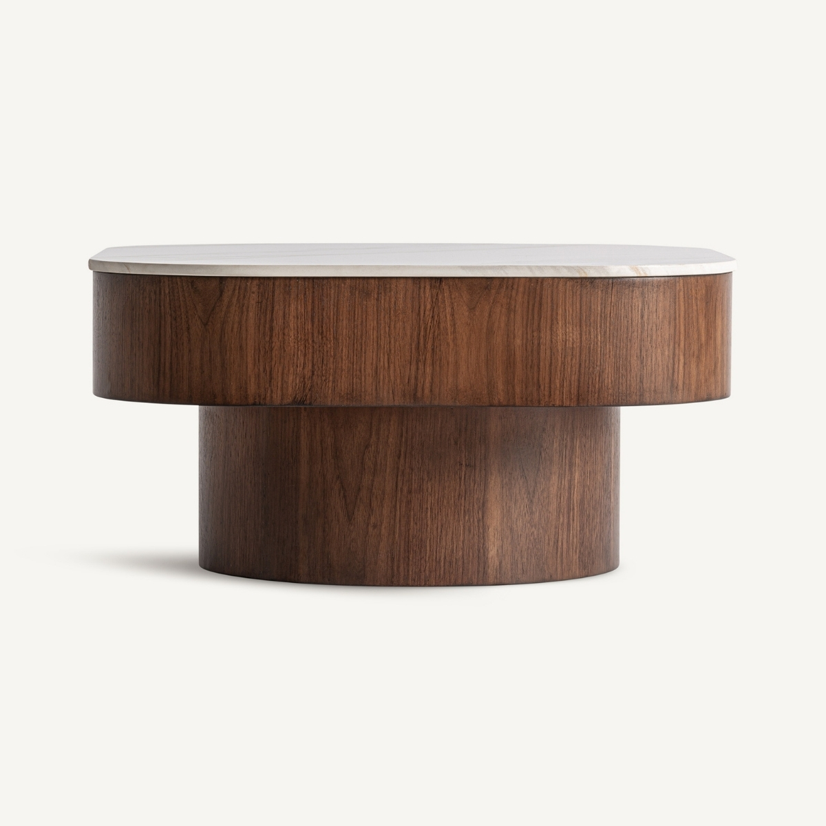 table basse contemporaine 70 cm bois foncé et marbre