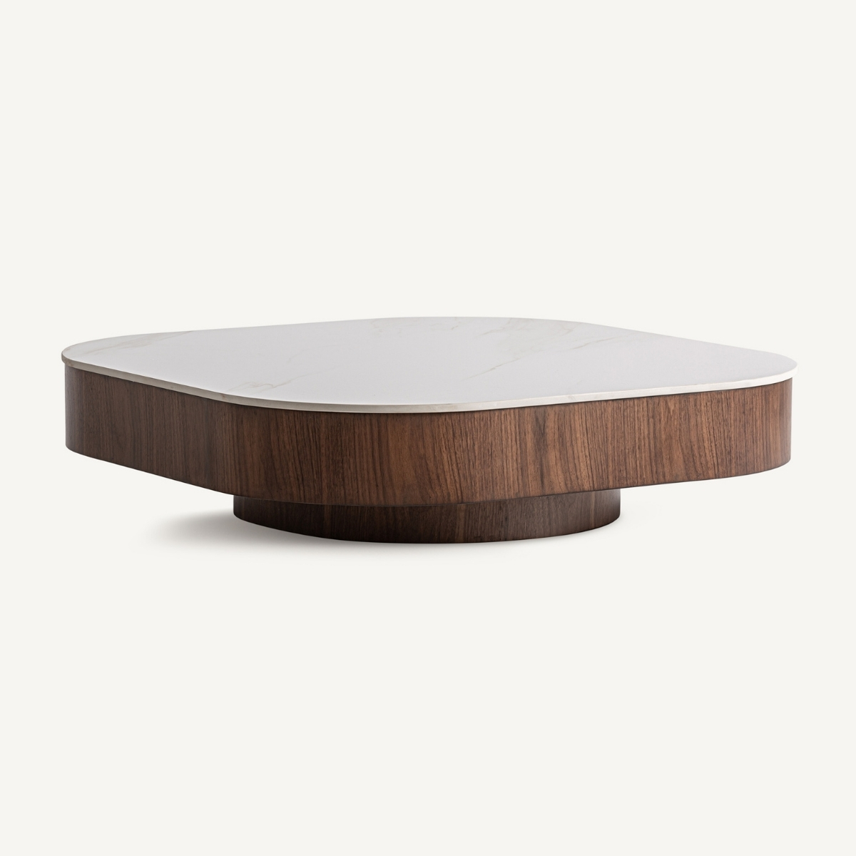 table basse moderne 100 cm placage et marbre blanc