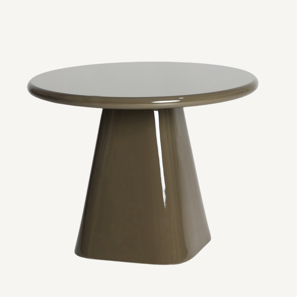 table basse ronde design vert olive laqué