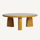 table basse ronde laquée design couleur jaune moutarde