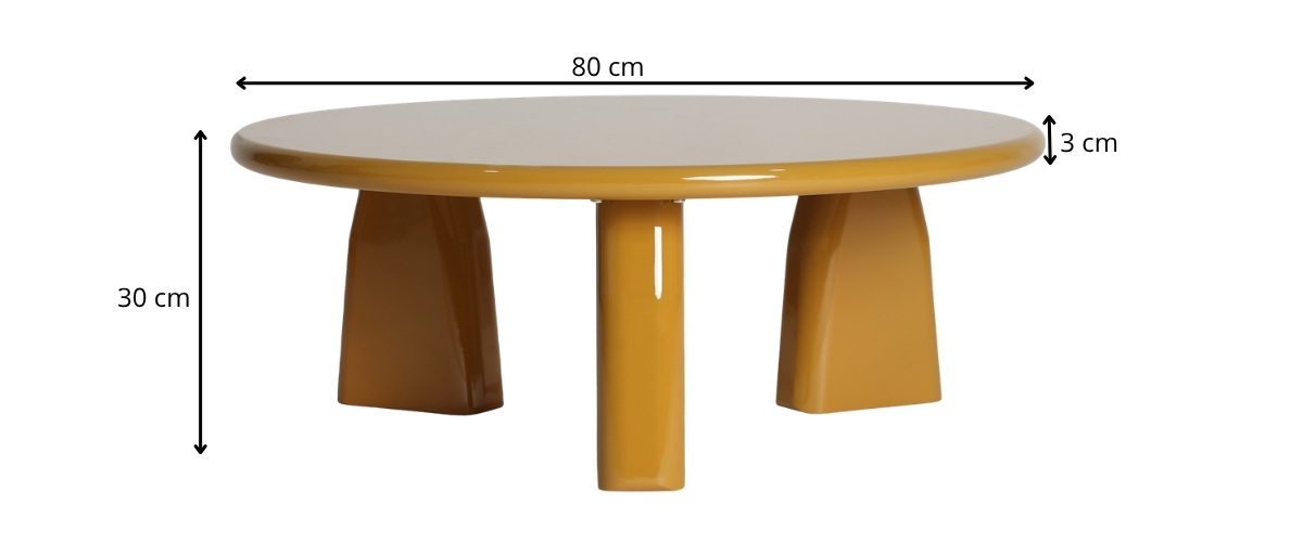 dimensions table basse ronde jaune moutarde
