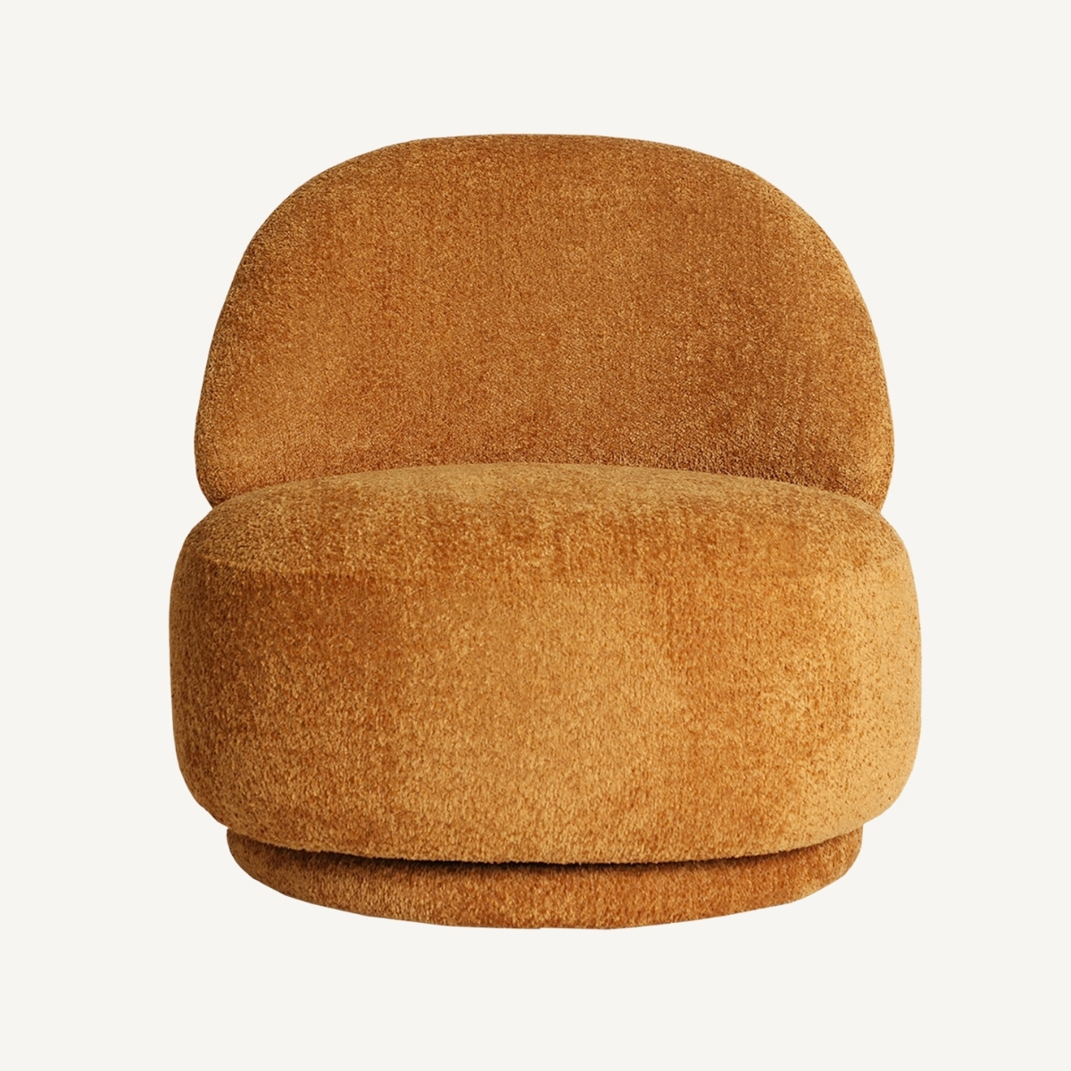 Fauteuil moderne en tissu bouclé couleur ocre