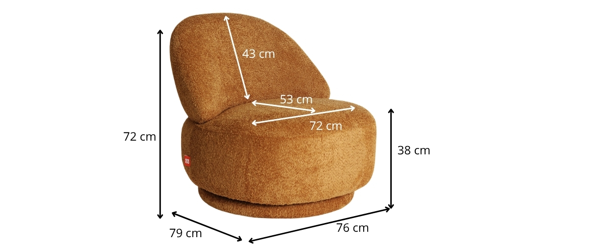 dimensions fauteuil en tissu bouclé ocre