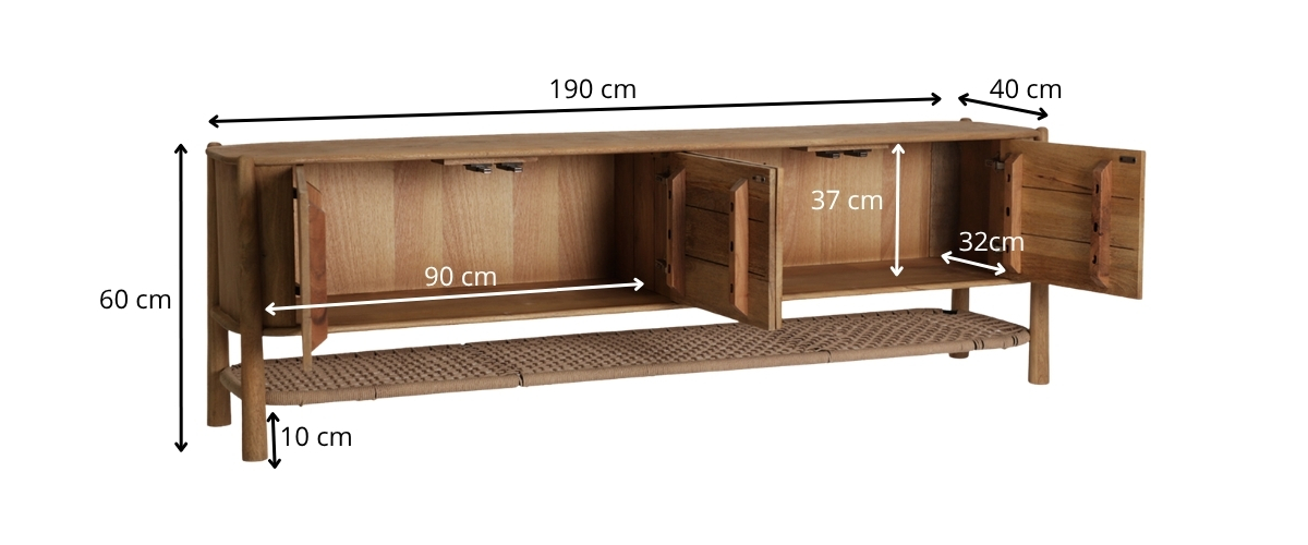 dimensions meuble tv en manguier