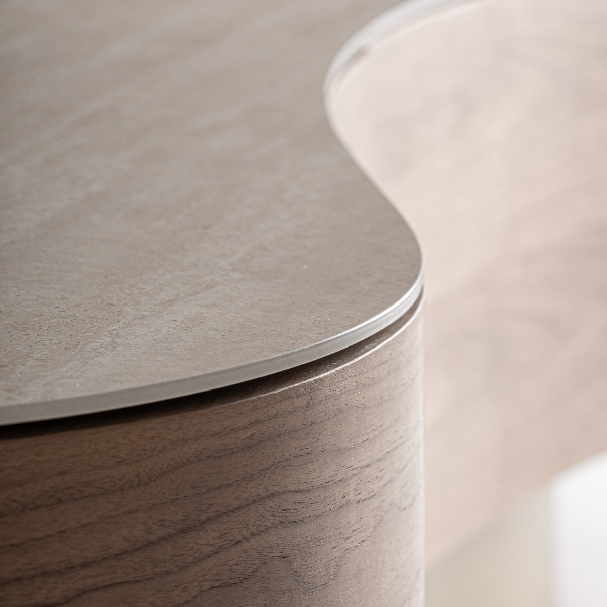 Meuble TV travertin beige et bois foncé – Image 3