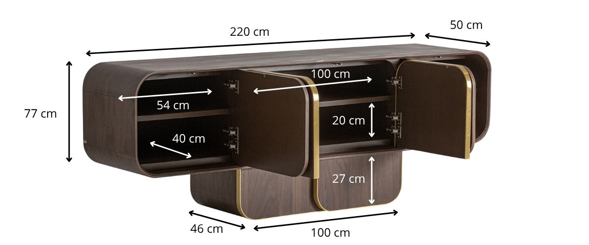 Dimensions du buffet en bois de chêne