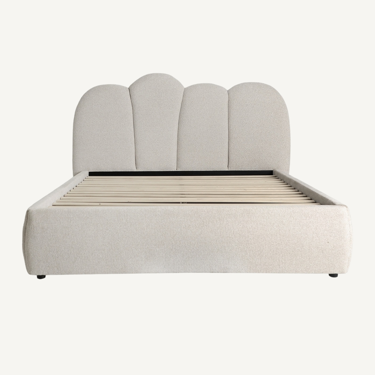 lit avec sommier intégré en tissu beige