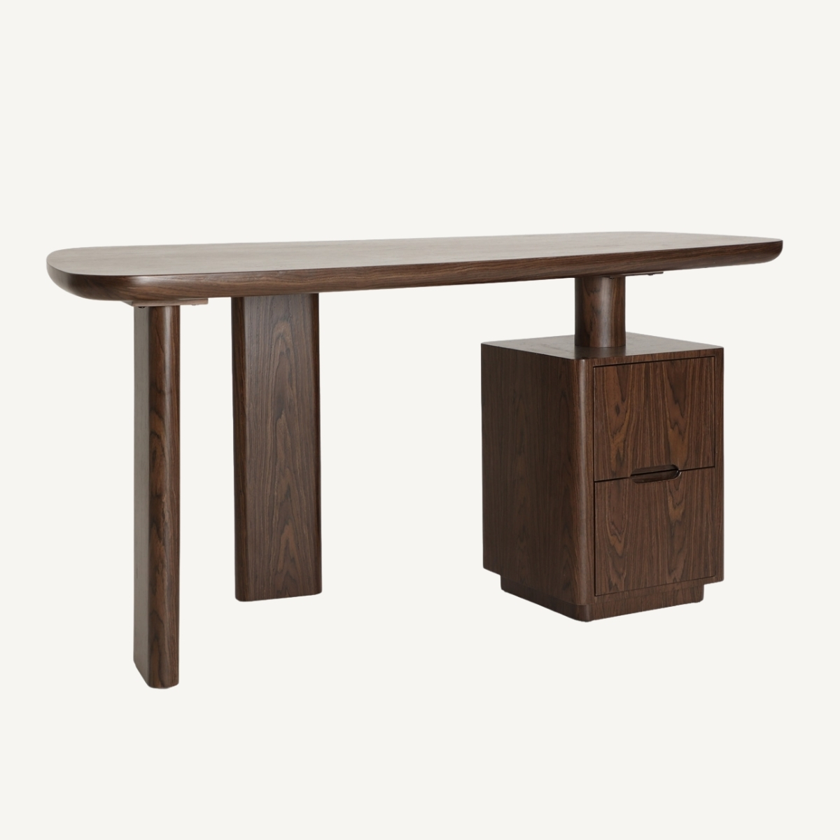 bureau contemporain en bois foncé avec caisson