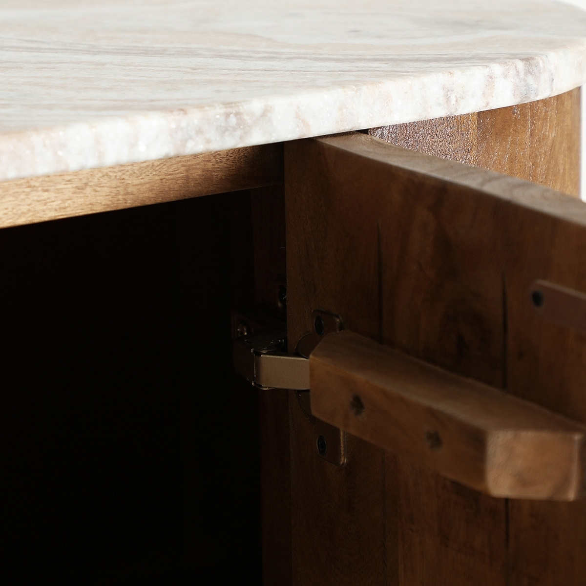 Commode en manguier foncé et marbre – Image 4
