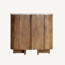 commode moderne en bois foncé et marbre