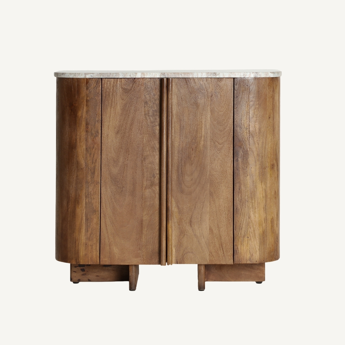commode moderne en bois foncé et marbre