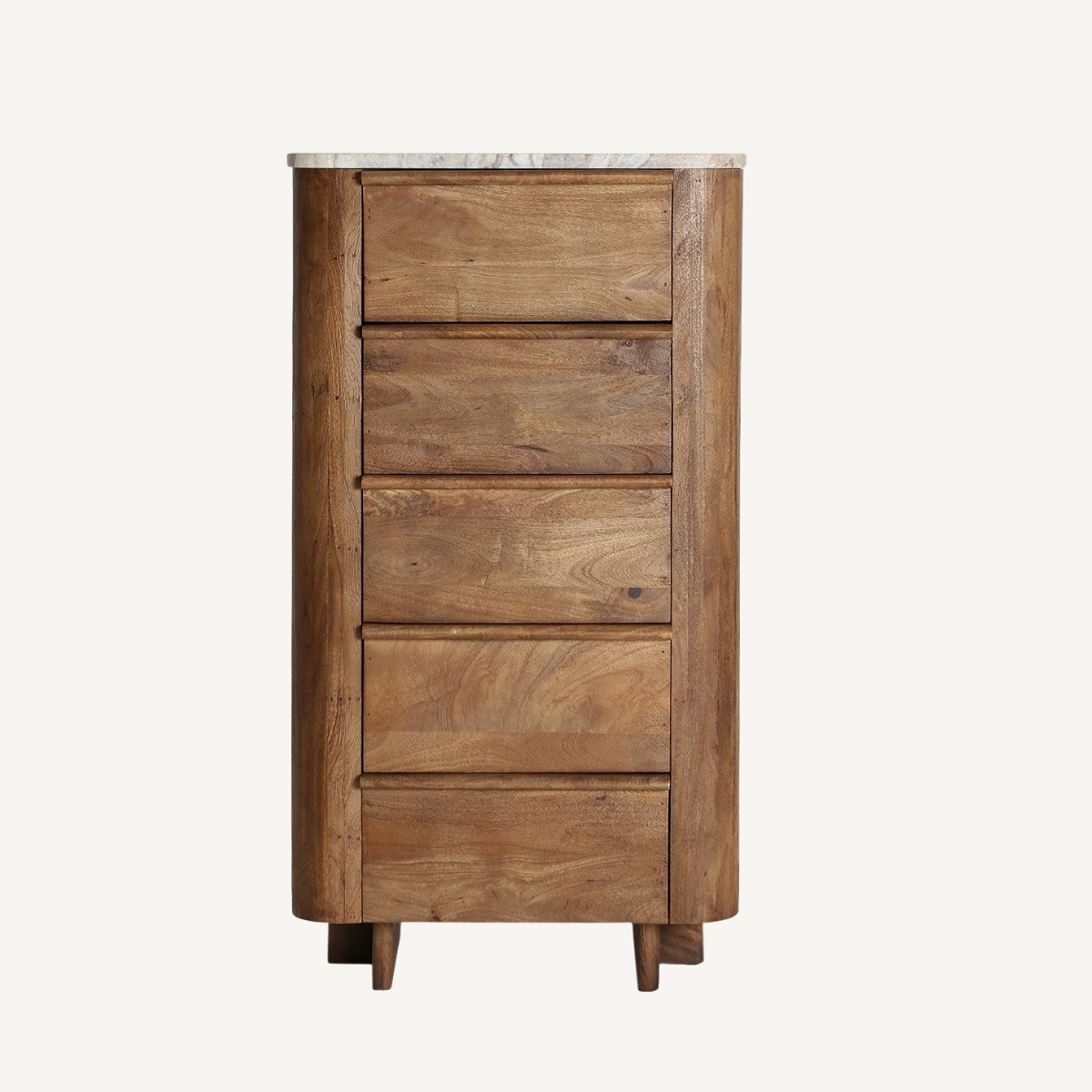 chiffonnier moderne en manguier et plateau en marbre
