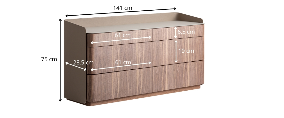 dimensions détaillées commode haut de gamme