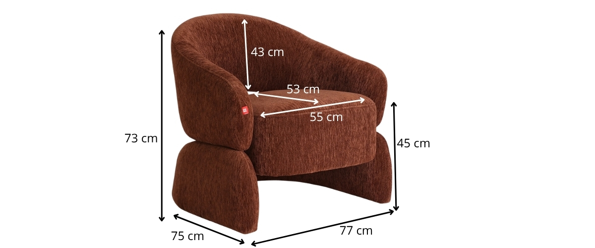 dimensions fauteuil terracotta