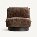 fauteuil lounge haut de gamme en tissu marron et bois de wengé
