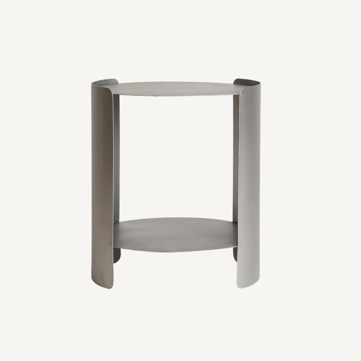 bout de canapé minimaliste en métal argenté mat