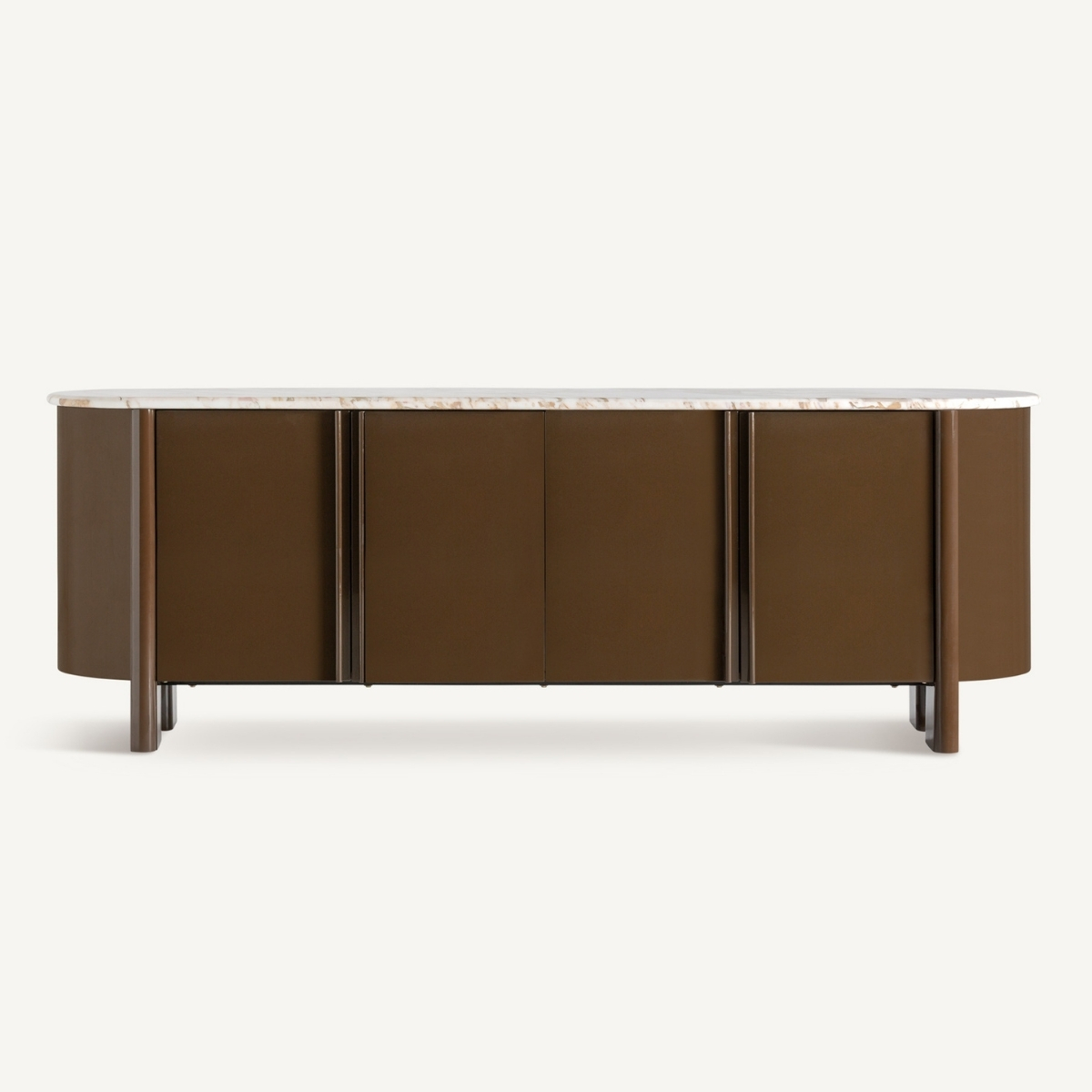 Buffet contemporain pour maison haut de gamme laqué brillant et marbre