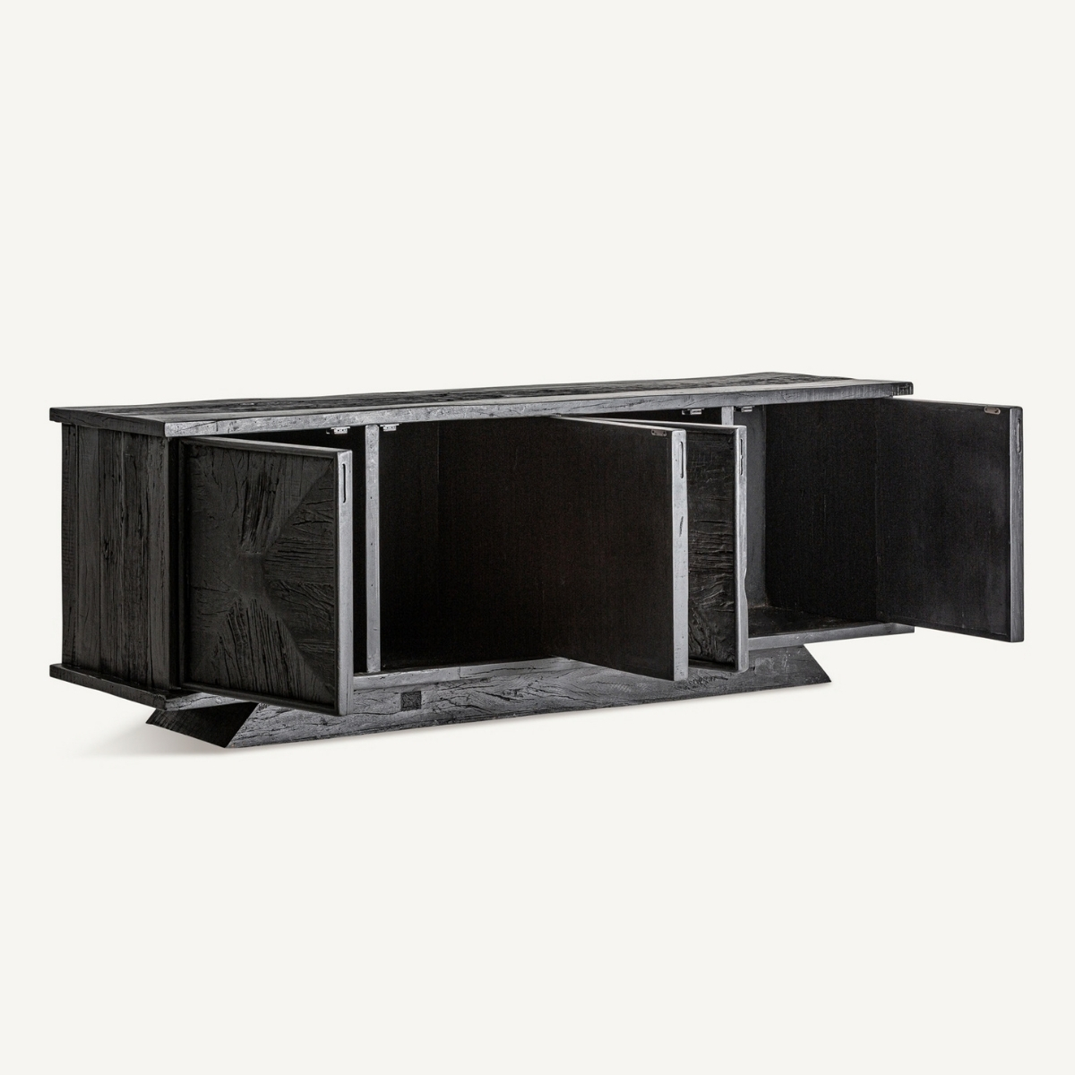 Grand buffet 4 portes en bois recyclé noir