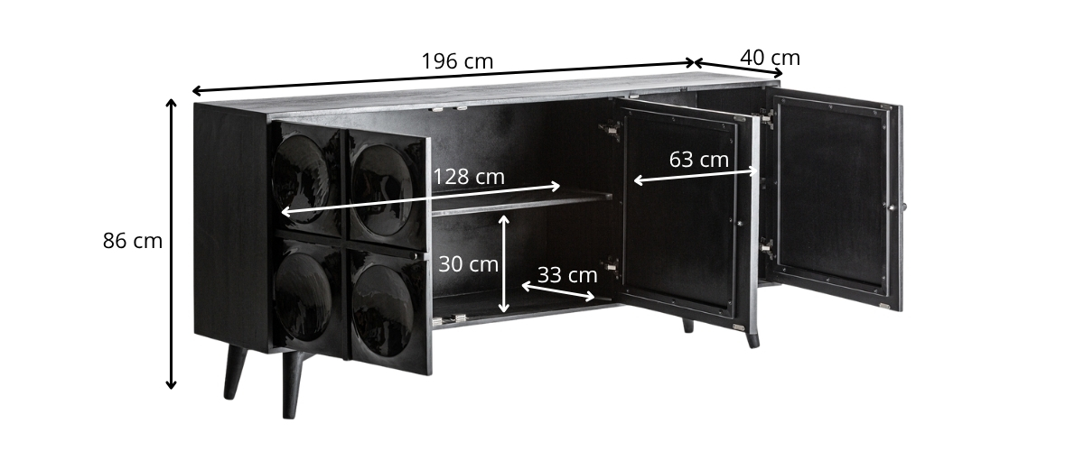 Dimensions buffet en bois noir style mid century