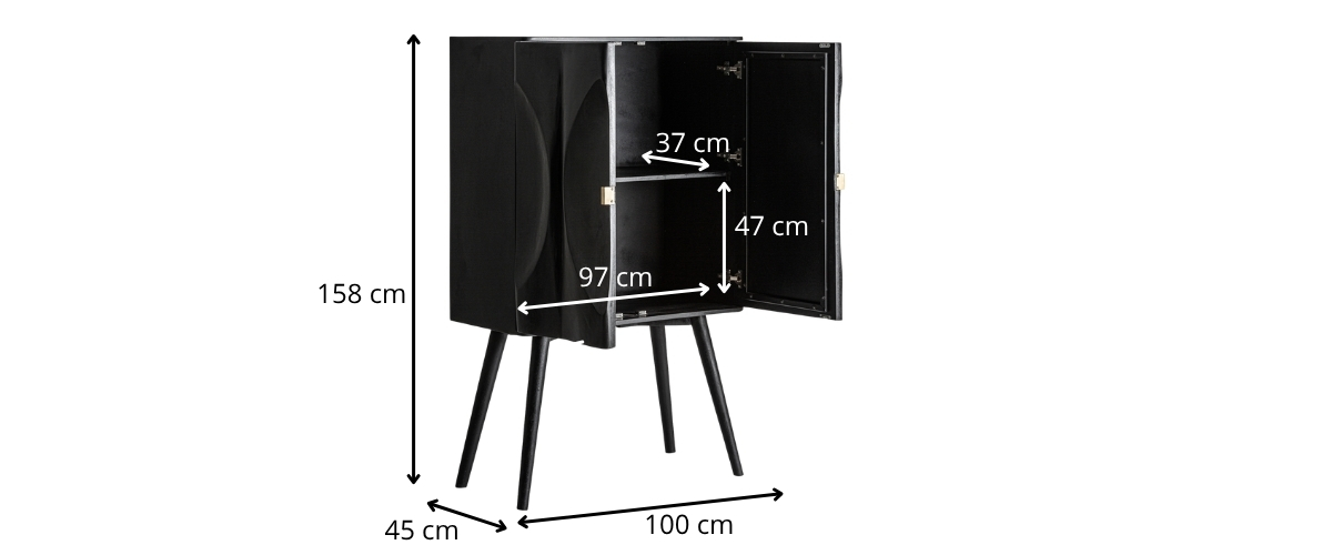 dimensions armoire 2 portes en bois noir