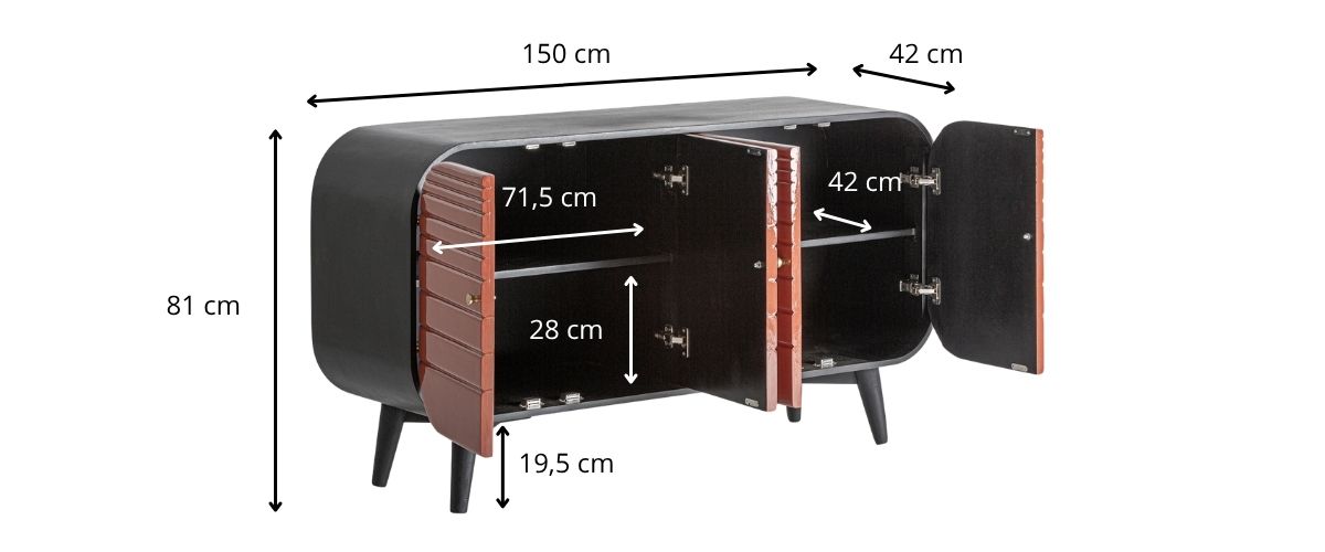 Dimensions du buffet noir
