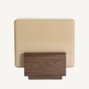table d'appoint moderne beige foncé et noyer