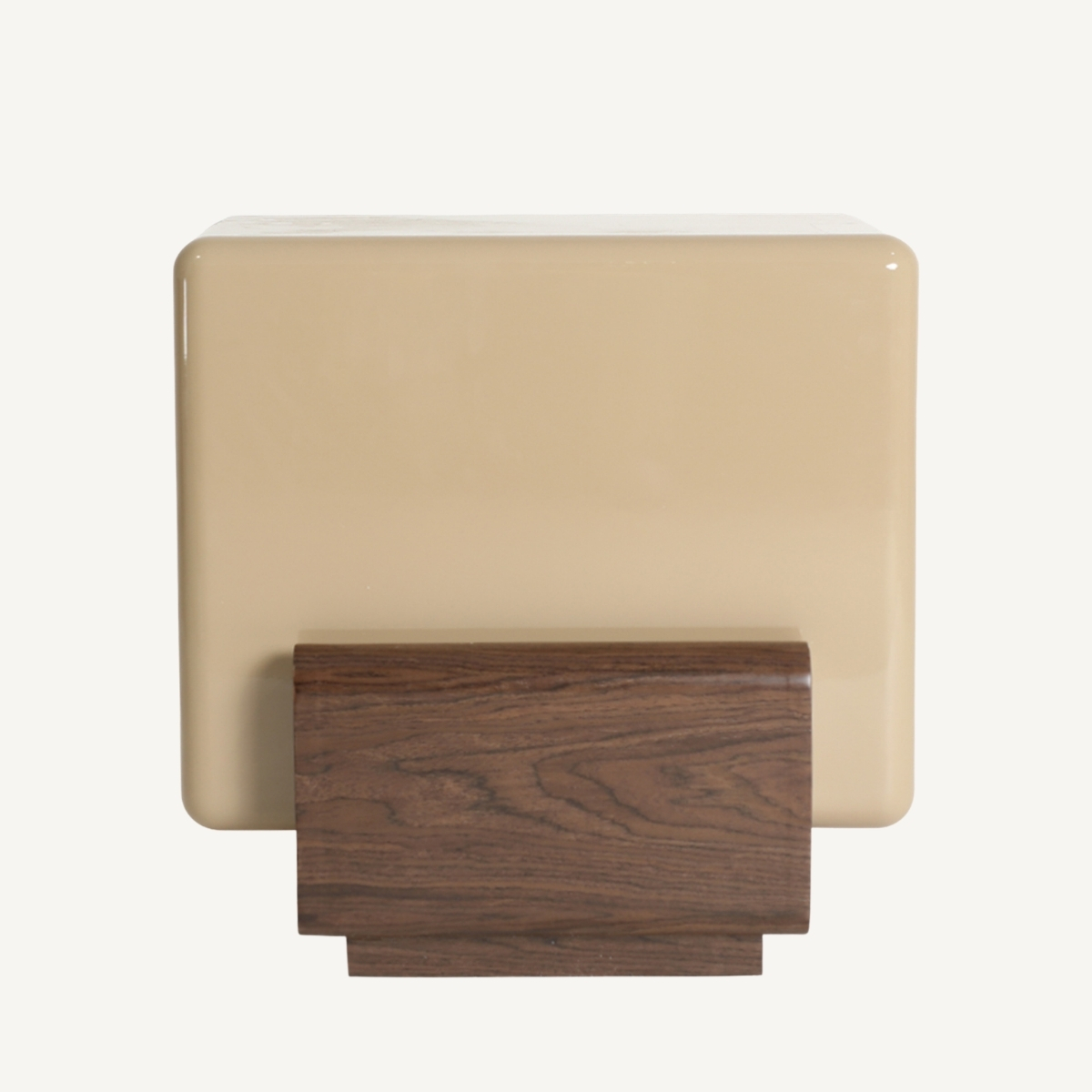 table d'appoint moderne beige foncé et noyer