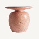 Table d'appoint ronde 50 cm en terrazzo corail