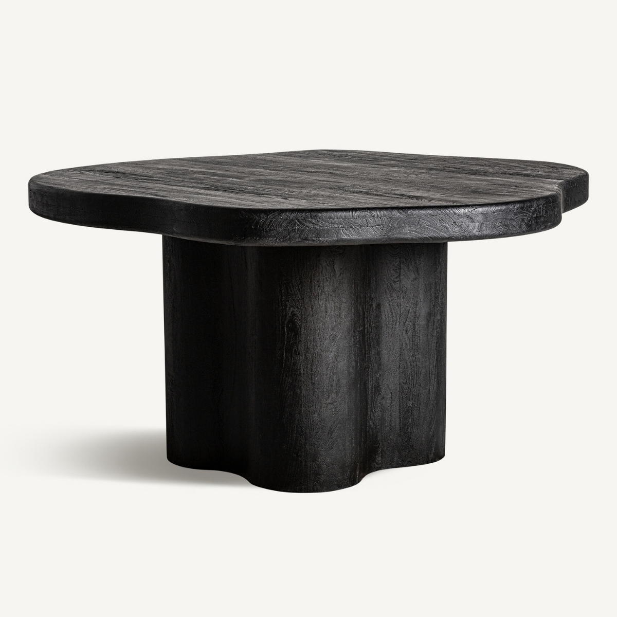 Table à manger ronde en bois d'acacia noir robuste