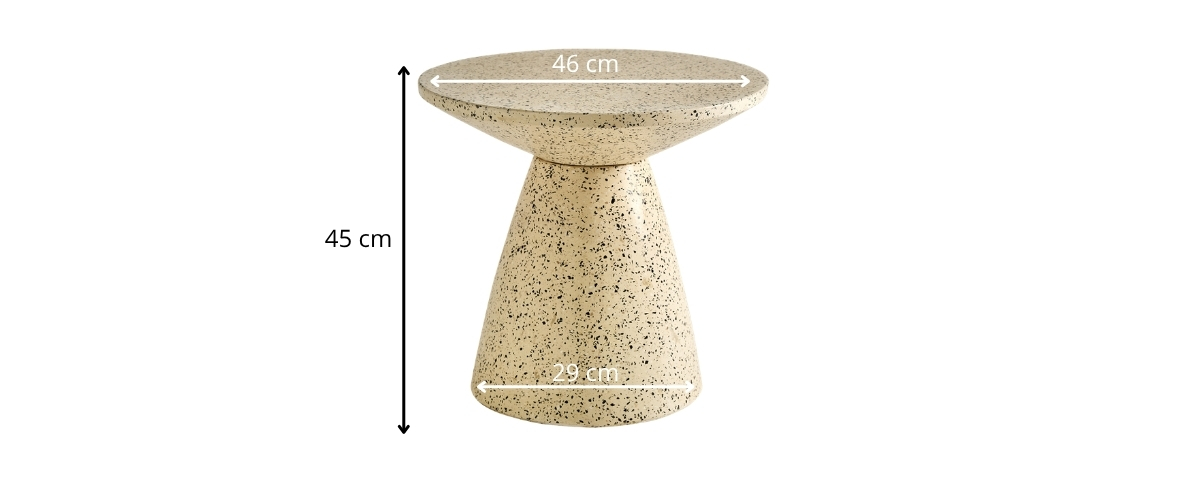 dimensions table d'appoint terrazzo jaune