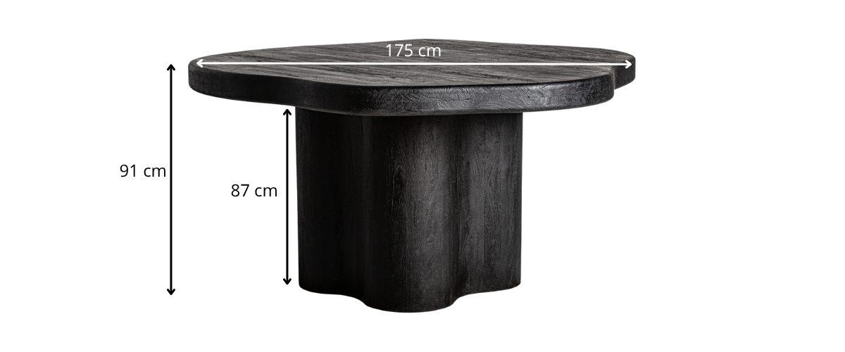 dimensions table à manger organique en acacia noir