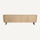 Meuble TV en bois de manguier marron clair et noir 180 cm — vue principale