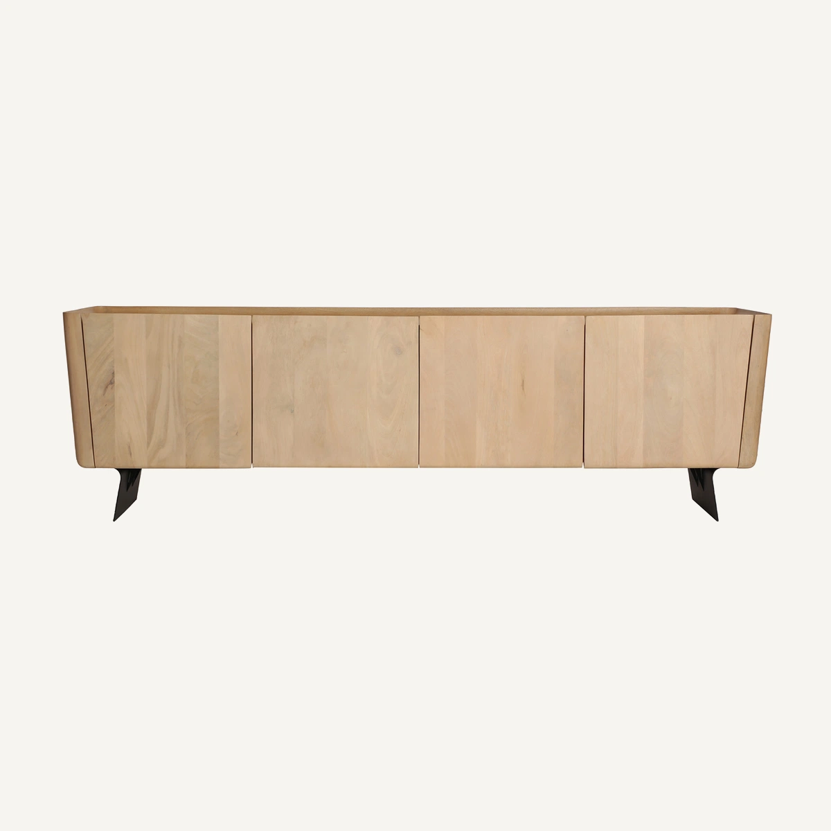 Meuble TV en bois de manguier marron clair et noir 180 cm — vue principale