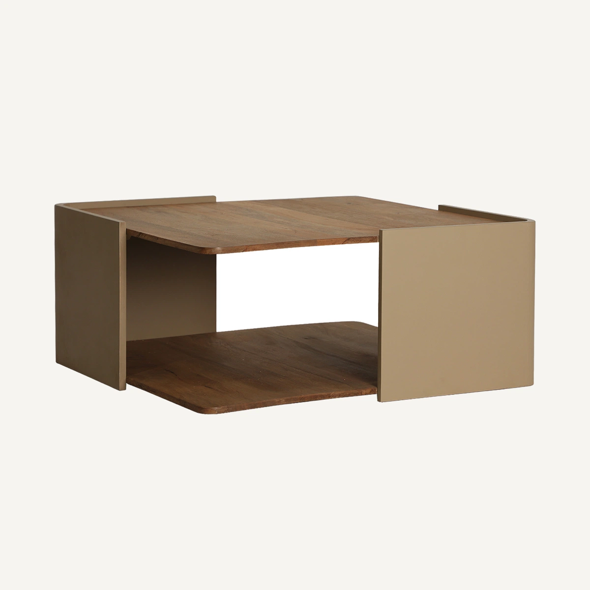 Table basse en MDF taupe et marron clair 90 cm — vue complémentaire 2