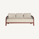 Canapé en tissu polyester beige et rouge 196 cm — vue principale