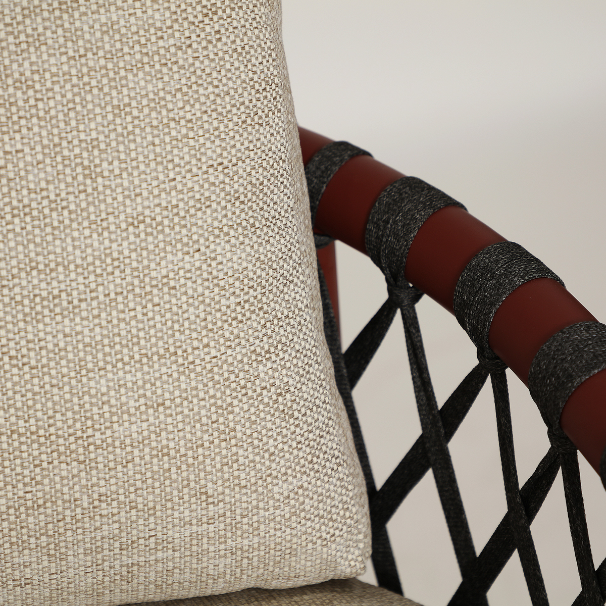 Canapé en tissu polyester beige et rouge 196 cm — vue complémentaire 2
