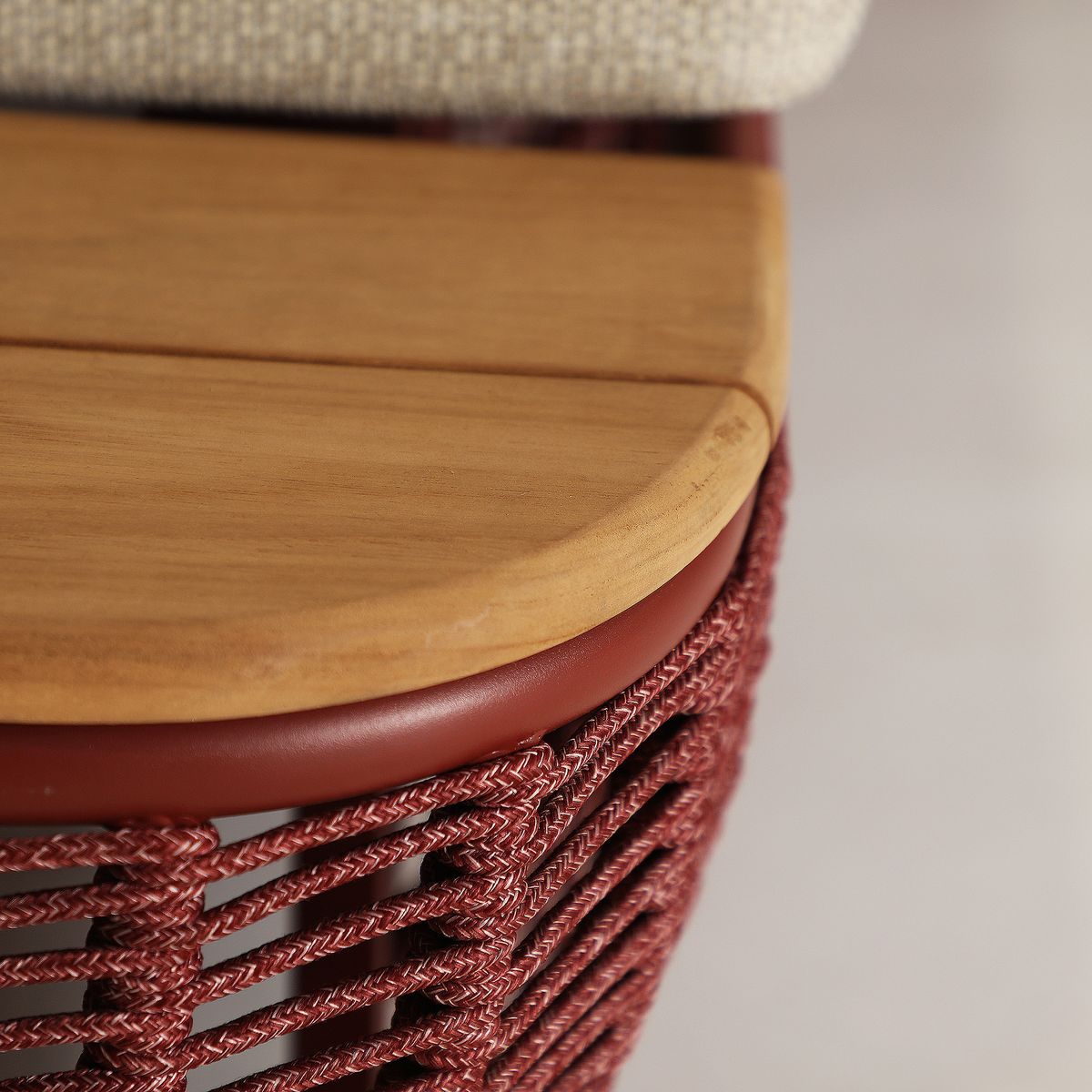 Canapé en tissu polyester beige et rouge 248 cm — vue complémentaire 2
