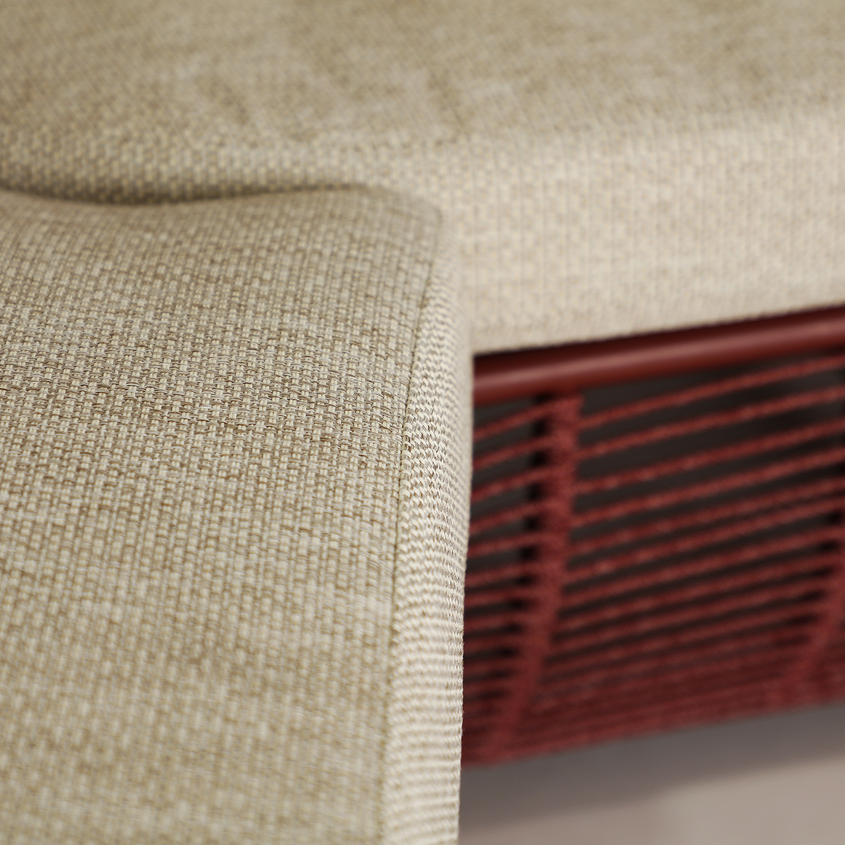 Canapé en tissu polyester beige et rouge 248 cm — vue complémentaire 3