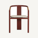 Chaise en tissu polyester beige et rouge 58 cm — vue principale
