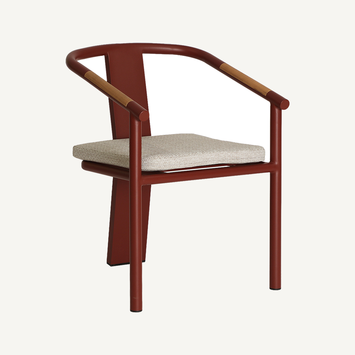 Chaise en tissu polyester beige et rouge 58 cm — vue complémentaire 2