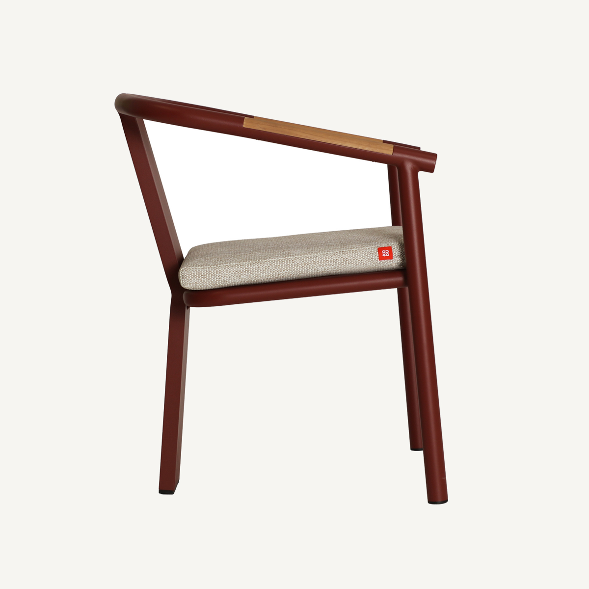 Chaise en tissu polyester beige et rouge 58 cm — vue complémentaire 3